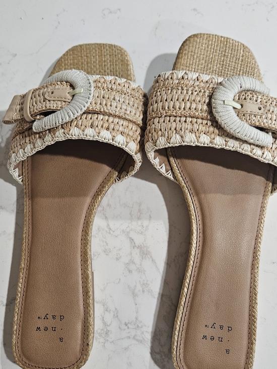 a new day Shoes - a new day Tan Woven Slide Sandals with Cream-Wrapped Buckle